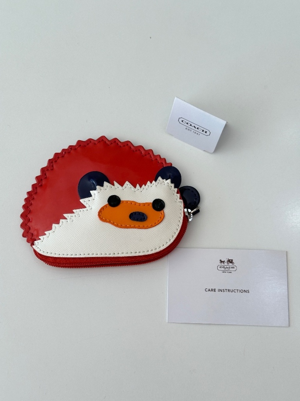 Rare NWT New Coach Red Patent Leather Hedgehog Coin Purse Pouch Case F62272